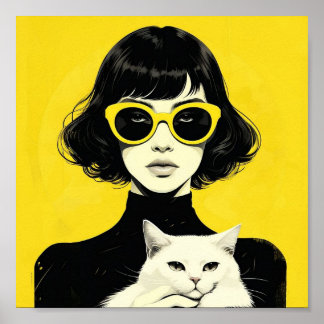 Chic Zwart en Geel Retro Poster