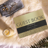 Chic zwart en goud bruiloft gastenboek