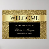 Chic Zwart en Goud bruiloft Welkom Poster (Voorkant)