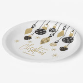 Chic Zwart en Goud Kerst Ornamenten Papieren Bordje (Gekanteld)