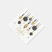 Chic Zwart en Goud Kerst Ornamenten Servet (Hoek)