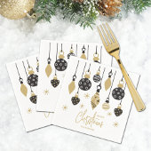 Chic Zwart en Goud Kerst Ornamenten Servet