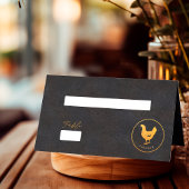 Chic Zwart en Goud Kip Trouwvoeding Keuze Plaatskaartje