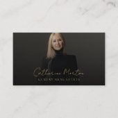 Chic Zwart en Goud Luxe Vastgoed Visitekaartje (Voorkant)