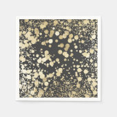 Chic zwart en goud moderne confetti patroon servetten (Voorkant)