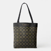 Chic zwart en goud patroon gepersonaliseerd tote bag (Achterkant)