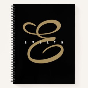 Chic zwart en goud schrift monogram notitieboek