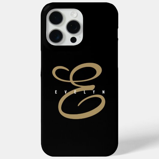 Chic zwart en goud script monogram Case-Mate iPhone case (Achterkant)