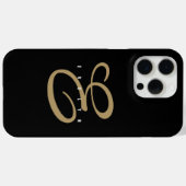 Chic zwart en goud script monogram Case-Mate iPhone case (Achterkant (horizontaal))