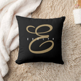 Chic zwart en goud script monogram kussen