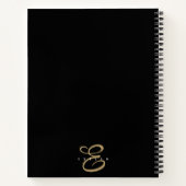 Chic Zwart en Goud Script Monogram Notitieboek (Achterkant)