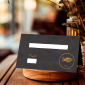 Chic Zwart en Goud Vis Trouwvoeding Keuze Plaatskaartje
