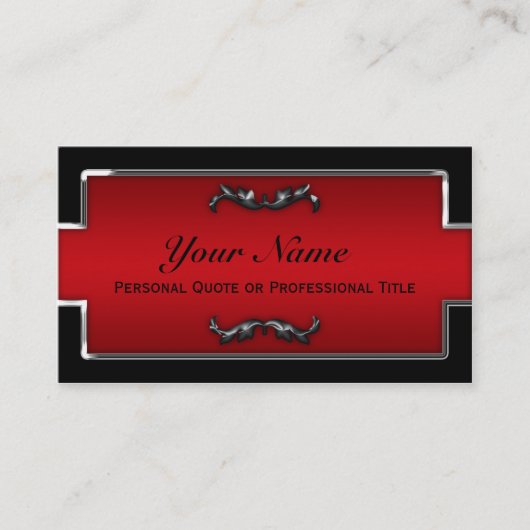 Chic Zwart en Rood Metallic Visitekaartjes (Voorkant)