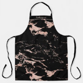 Chic Zwart en Roos Gold Folie Marmer Schort (Voorkant)