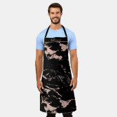 Chic Zwart en Roos Gold Folie Marmer Schort (Gedragen)