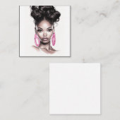 Chic zwart en roze Afro-Amerikaans portret Notitiekaartje (Voorkant / Achterkant)
