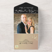 Chic Zwart en Roze bruiloft All In One Uitnodiging (Buitenkant)