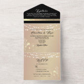 Chic Zwart en Roze bruiloft All In One Uitnodiging (Binnen)