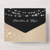 Chic Zwart en Roze bruiloft All In One Uitnodiging (Achterkant)