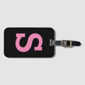 Chic Zwart en Roze Minimal Modern Initiaal Letter Bagagelabel (Voorkant (horizontaal))