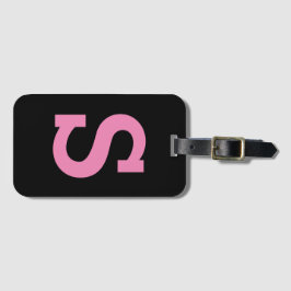 Chic Zwart en Roze Minimal Modern Initiaal Letter Bagagelabel
