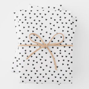 Chic Zwart en Wit Hart Patroon Valentijnsdag Inpakpapier Vel