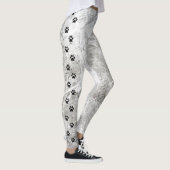 Chic zwart en wit marmeren zijstreep Paw Print Leggings (Rechts)