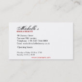 Chic Zwart en Wit Schoonheidssalon Glamoureus Meis Visitekaartje (Achterkant)