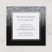 Chic Zwart en Zilver Glitter Visitekaartje (Achterkant)