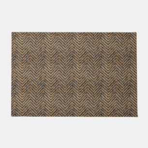 Chic zwart geel chevron deurmat