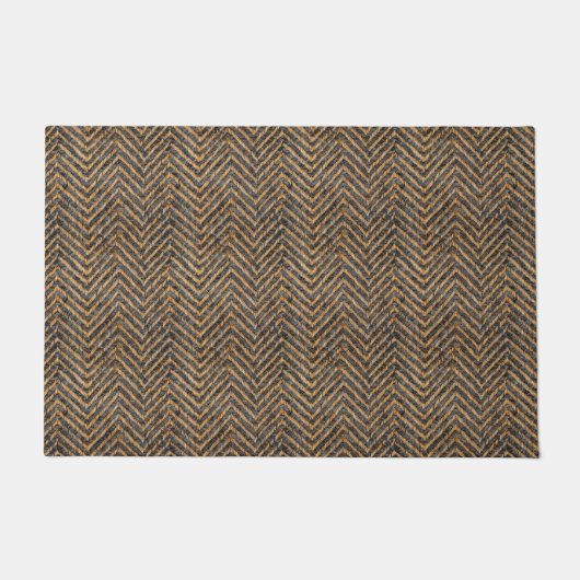 Chic zwart geel chevron deurmat (Voorkant)
