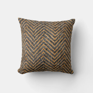 Chic zwart geel chevron kussen