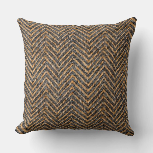 Chic zwart geel chevron kussen (Voorkant)