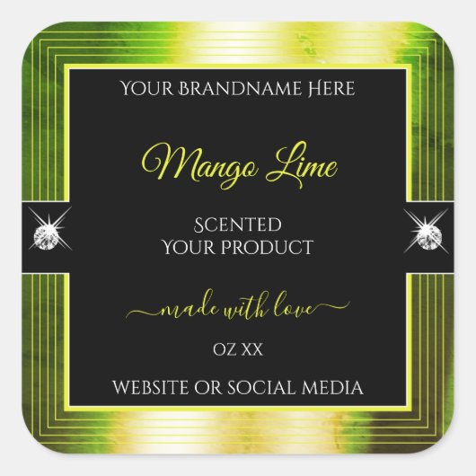 Chic Zwart Geel Groen Brilliants Product Label (Voorkant)