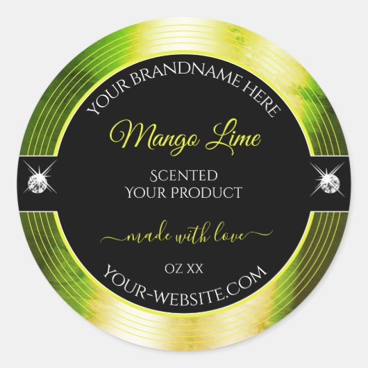 Chic Zwart Geel Groen Brilliants Product Label (Voorkant)