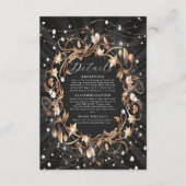 Chic Zwart Golden Leaves Wedding Informatiekaartje (Voorkant)