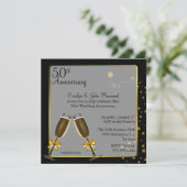Chic Zwart & Goud 50ste trouwdag jubileum Kaart (Staand voorkant)