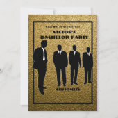 Chic Zwart & Goud Bachelorfeest Kaart (Voorkant)