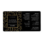 Chic Zwart & Goud Bloemen 2 OZ Dropper Fles Label (Voorkant)