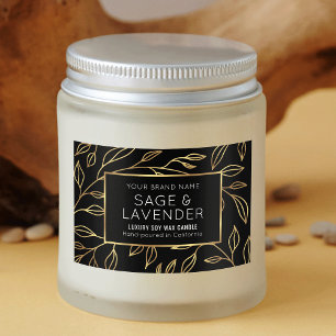 Chic Zwart & Goud Bloemen Waterdicht Product Label Voedselcontainer Etiket