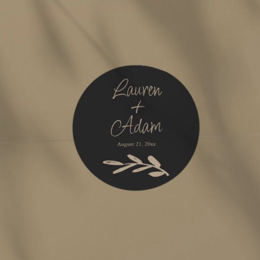 Chic Zwart & Goud Bruiloft Ronde Sticker