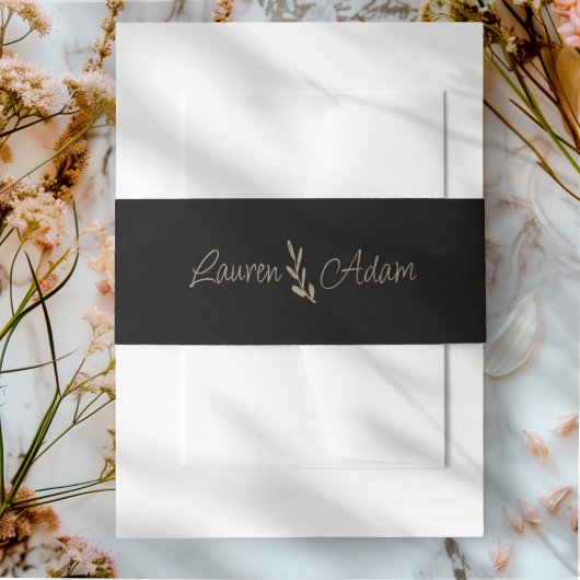 Chic Zwart & Goud bruiloft Uitnodigingen Wikkel