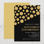 Chic Zwart Goud Confetti 72ste verjaardag Kaart (Voorkant / Achterkant)