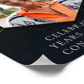 Chic Zwart Goud Custom Pensioen Party Foto Poster (Hoek)