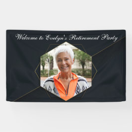 Chic Zwart Goud Custom Pensioen Party Foto Spandoek