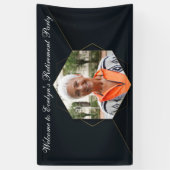 Chic Zwart Goud Custom Pensioen Party Foto Spandoek (Verticaal)