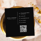Chic Zwart Goud Diamant Initiaal B Monogram QR Cod Vierkante Visitekaartje