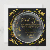 Chic Zwart & Goud Foral Wedding Jubileum Stijl Bedankkaart (Voorkant)