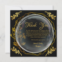 Chic Zwart & Goud Foral Wedding Jubileum Stijl Bedankkaart