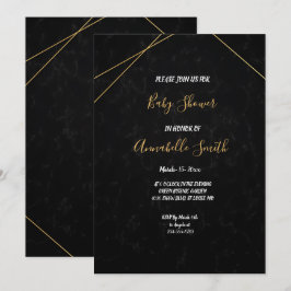 Chic Zwart & Goud Geometrisch lijst Baby shower Kaart